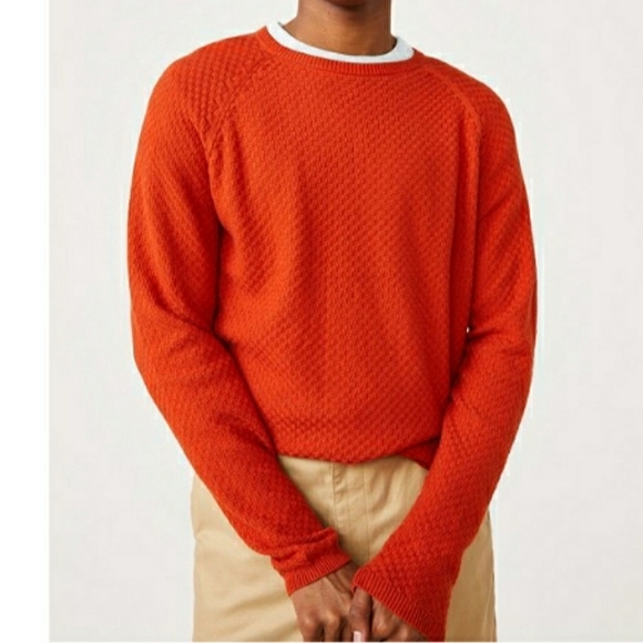 NWT☆Men's FREE ASSEMBLY ☆Orange Thermal Raglan Sweater *XL - Picture 4 of 9